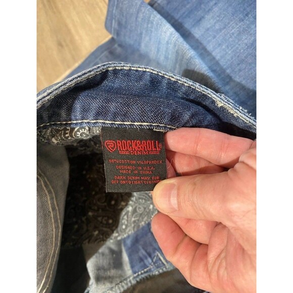 Rock & Roll Denim Pistol Straight Mens 32X34 Cowboy Thick Stitch Jeans - Picture 5 of 11